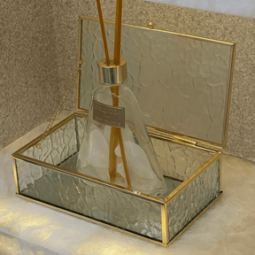 Caixa de Vidro e Metal Dourado 21cm P