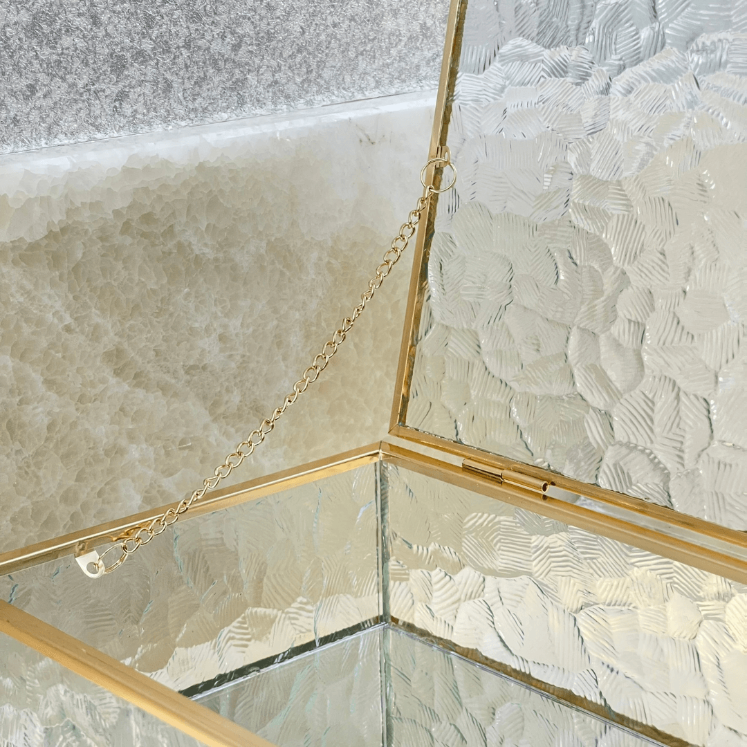 Caixa de Vidro e Metal Dourado 25cm G