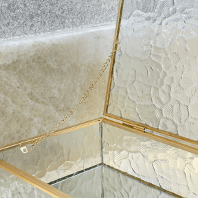 Caixa de Vidro e Metal Dourado 25cm G