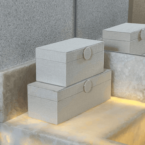 Caixa Decorativa em MDF e Linho off White 29cm G