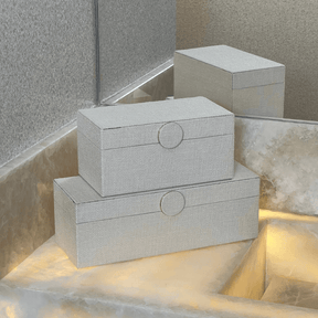 Caixa Decorativa em MDF e Linho off White 29cm G