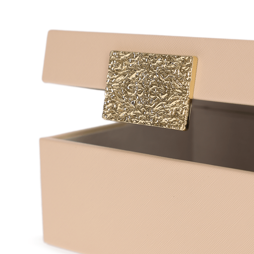 Caixa Decorativa em MDF e PU Bege 20,6cm P
