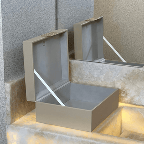Caixa Decorativa em MDF e PU Bege 28,5cm G