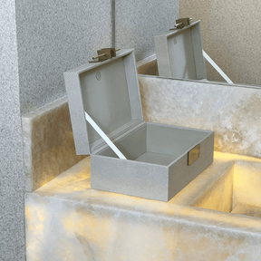 Caixa Decorativa em MDF e PU Cinza 25,5cm P