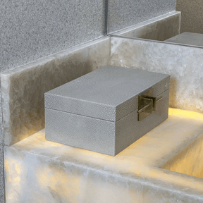 Caixa Decorativa em MDF e PU Cinza 25,5cm P