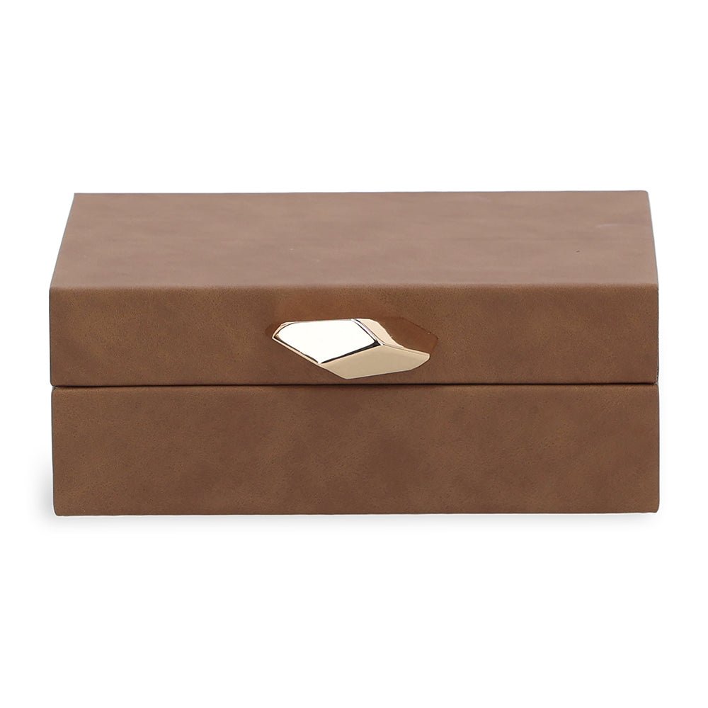 Caixa Decorativa em MDF e PU Marrom 19cm P