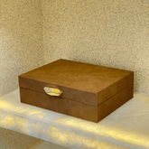 Caixa Decorativa em MDF e PU Marrom 24cm G