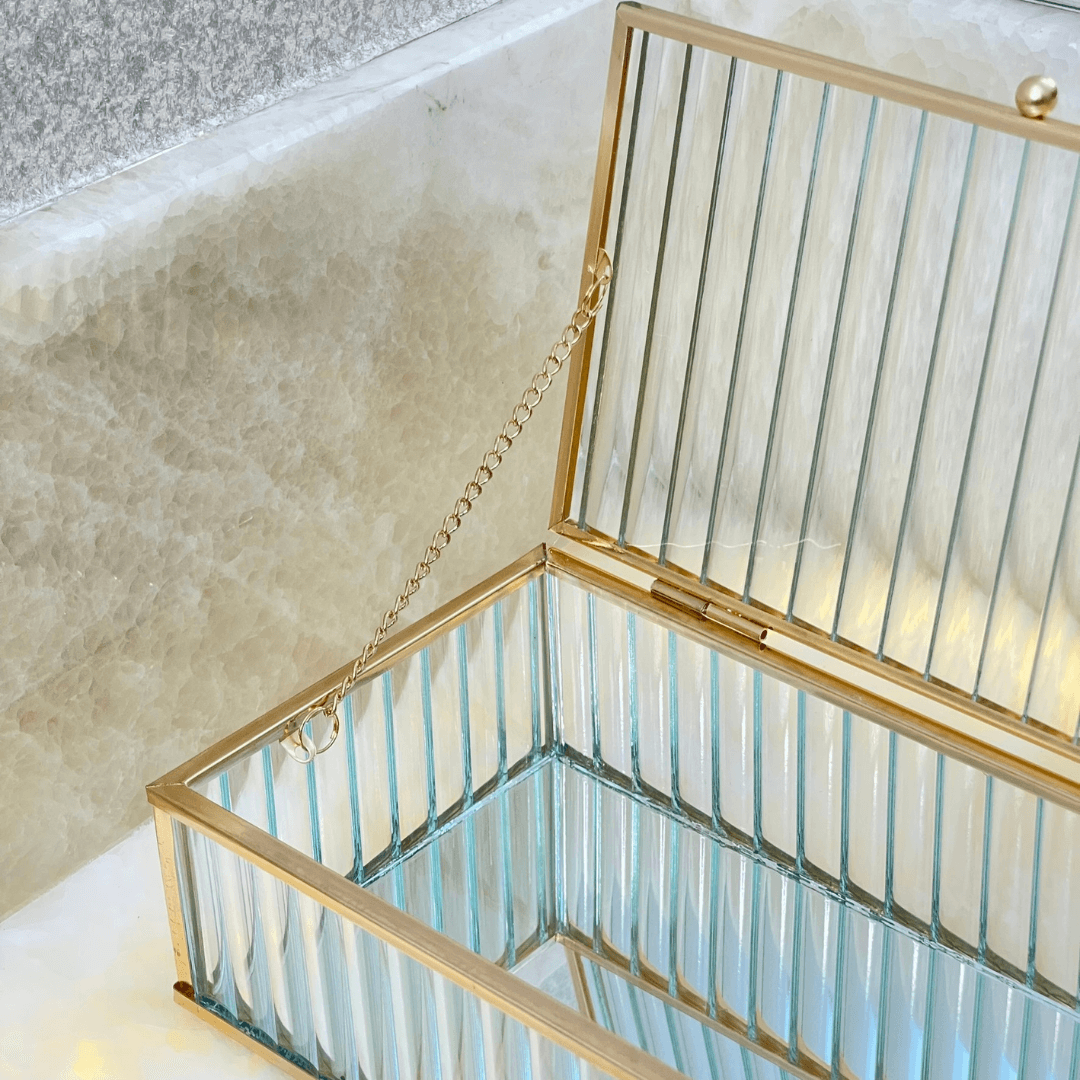 Caixa em Vidro com Metal 21cm P