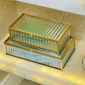 Caixa em Vidro com Metal 25cm G