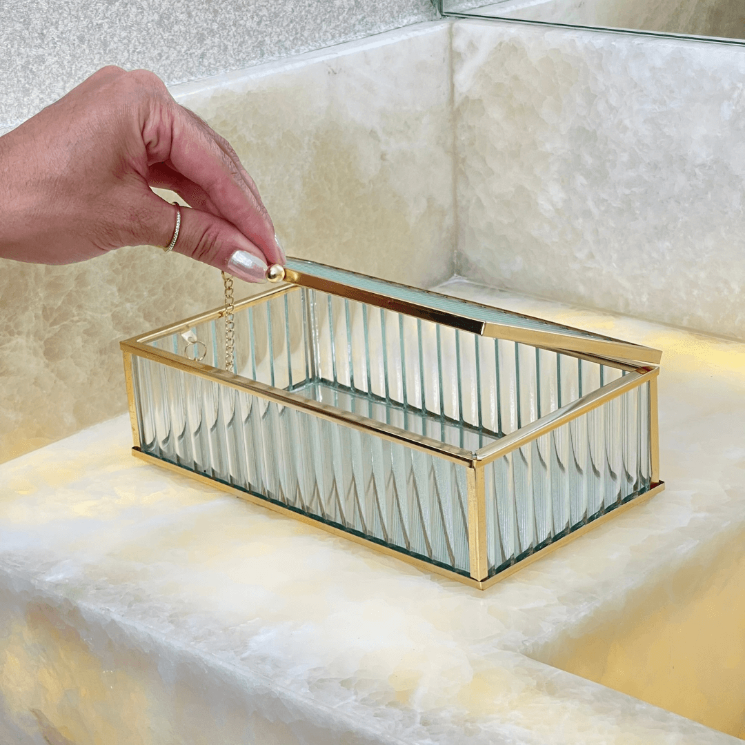 Caixa em Vidro com Metal 21cm P