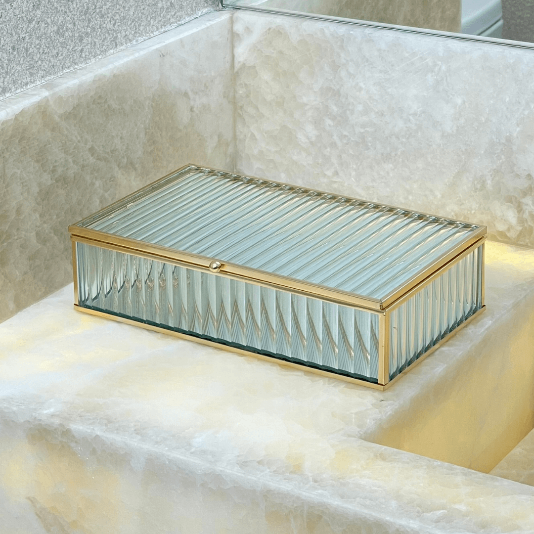 Caixa em Vidro com Metal 25cm G