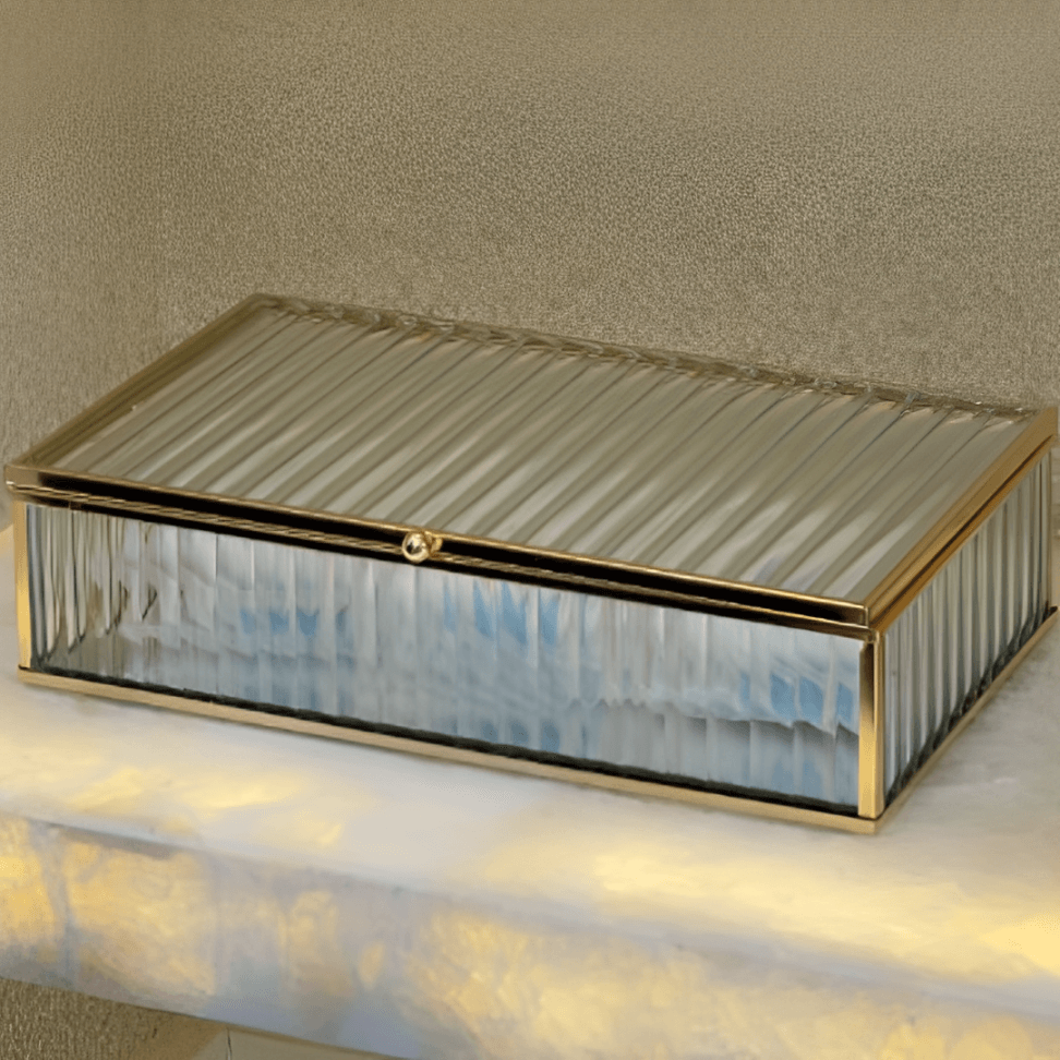 Caixa em Vidro com Metal 25cm G