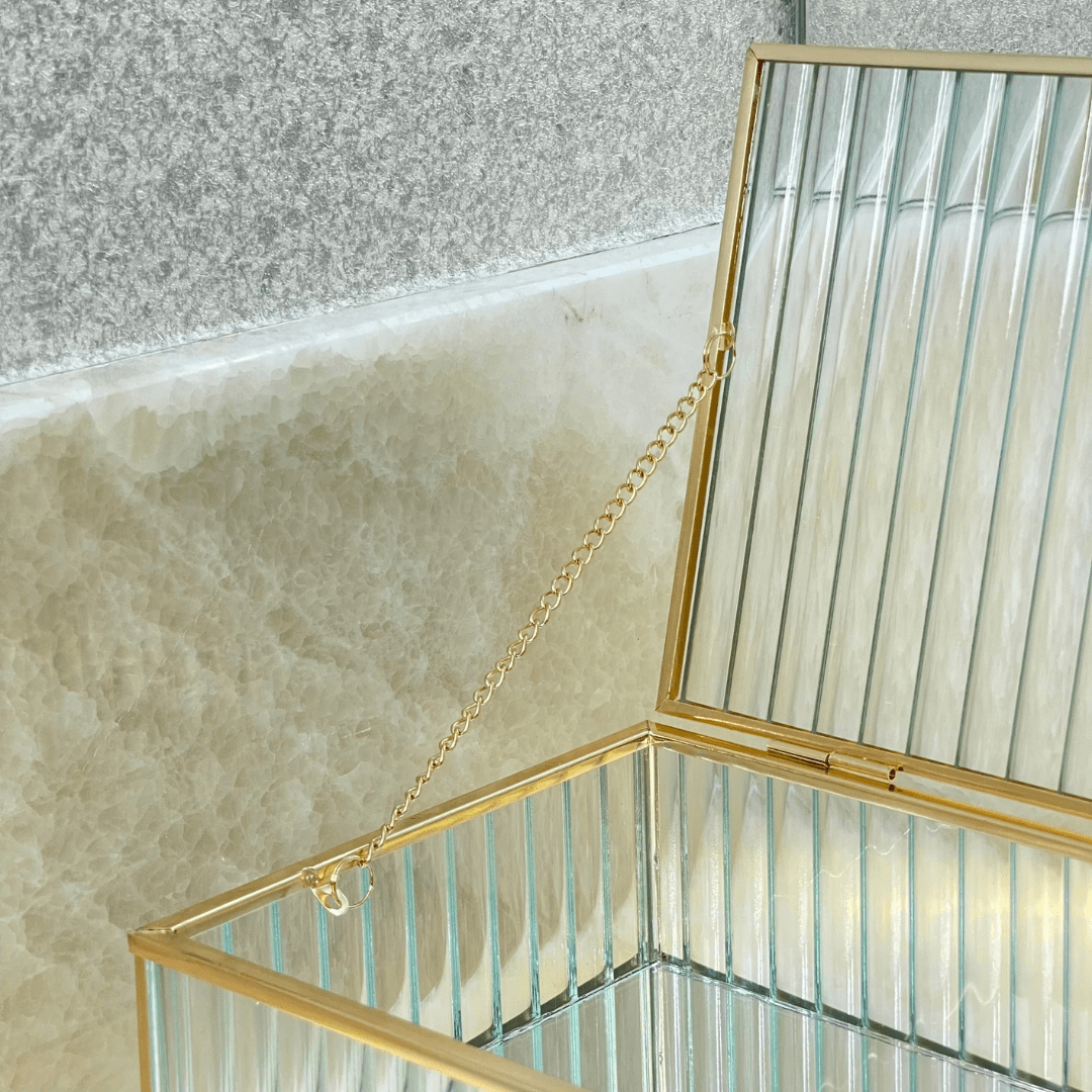 Caixa em Vidro com Metal 25cm G