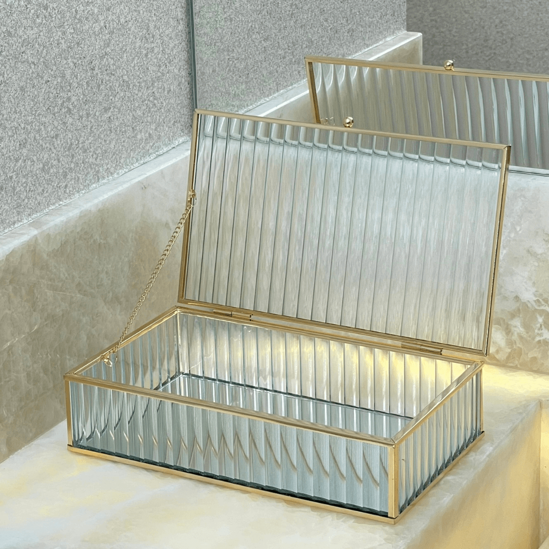 Caixa em Vidro com Metal 25cm G