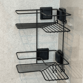 Cantoneira Porta Shampoo Dupla Fixação Ventosa Preto