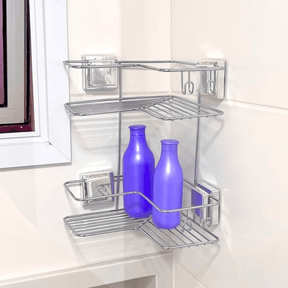 Cantoneira Porta Shampoo Dupla de Canto com Ventosa Cromado