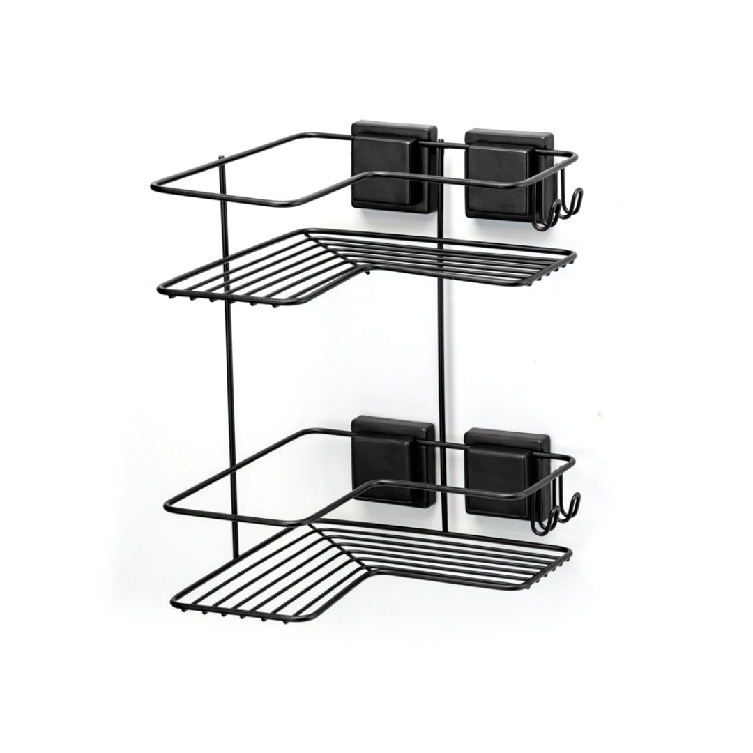 Cantoneira Porta Shampoo Dupla Fixação Ventosa Preto