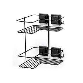 Cantoneira Porta Shampoo Dupla Fixação Ventosa Preto