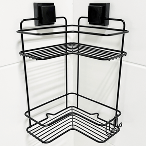 Prateleira de Canto Dupla com Ventosa Preta