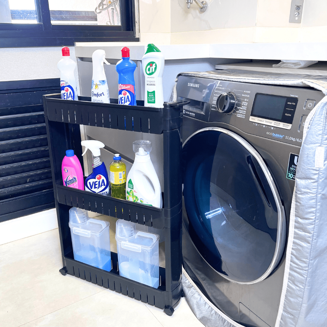 Carrinho Organizador Prateleira Multiuso Com Rodízios Preto