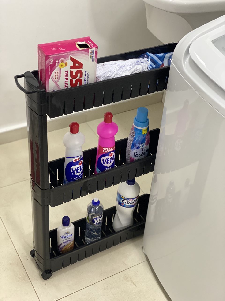 Carrinho Organizador Prateleira Multiuso Com Rodízios Preto