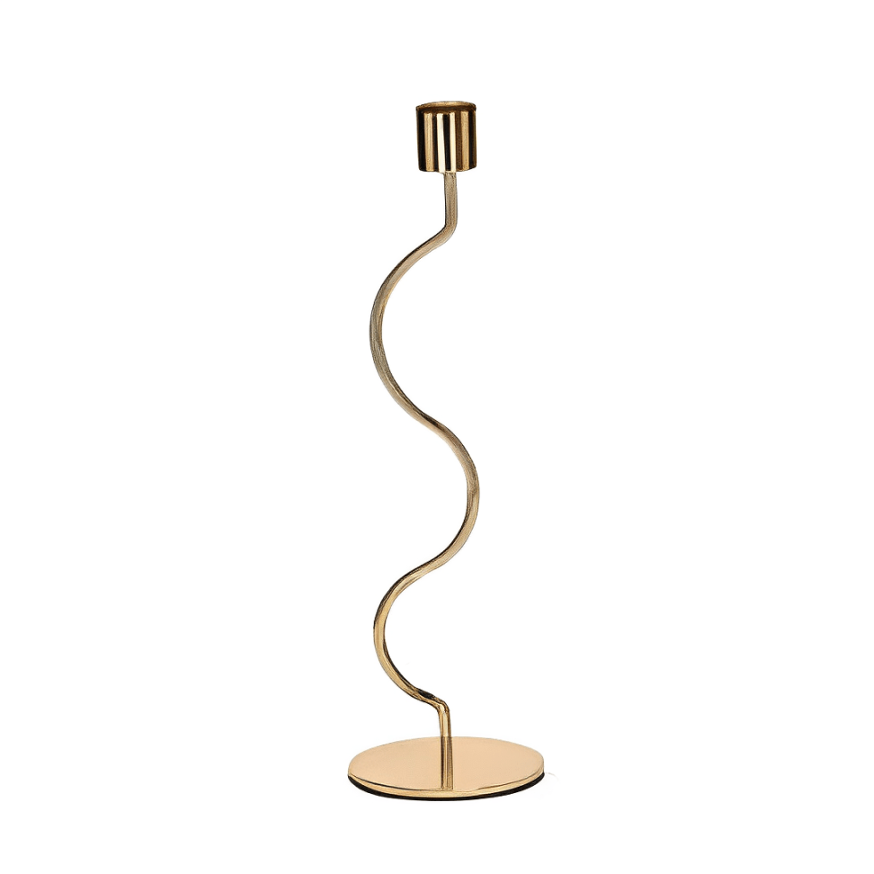 Castiçal em Metal Dourado 28,5cm G