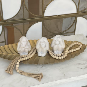 Centro De Mesa Folha Dourado Em Metal 7,5 x 65 x 26,5 cm