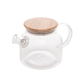 Chaleira de Vidro Borossilicato com Tampa em Bambu 600ml