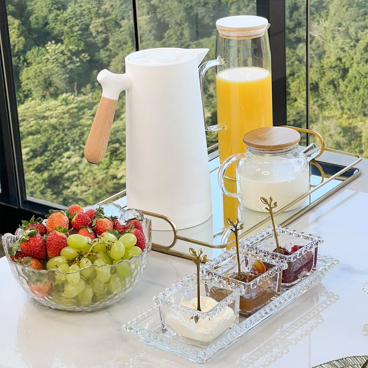 Chaleira de Vidro Borossilicato com Tampa em Bambu 600ml