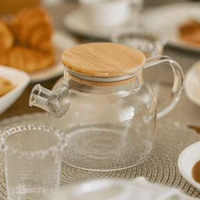 Chaleira de Vidro Borossilicato com Tampa em Bambu 600ml