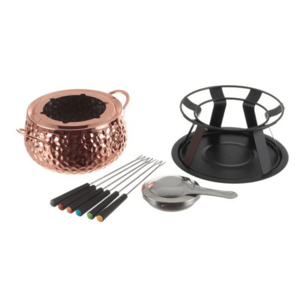 Conjunto Para Fondue 11 peças Rose Gold Martelado Luxo