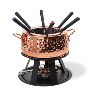 Conjunto Para Fondue 11 peças Rose Gold Martelado Luxo