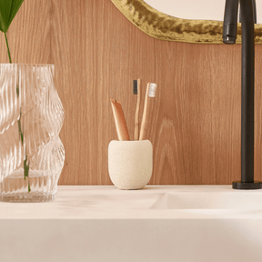 Copo Multiuso Porta Objetos em Cimento Bege 9cm