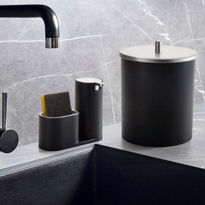 Dispenser Para Detergente E Bucha Preto Com Cromado Conceito