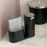 Dispenser Para Detergente E Bucha Preto Com Cromado Conceito