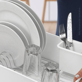 Escorredor de Louças Branco Com Porta Talheres e Bico Para Escoamento de Água
