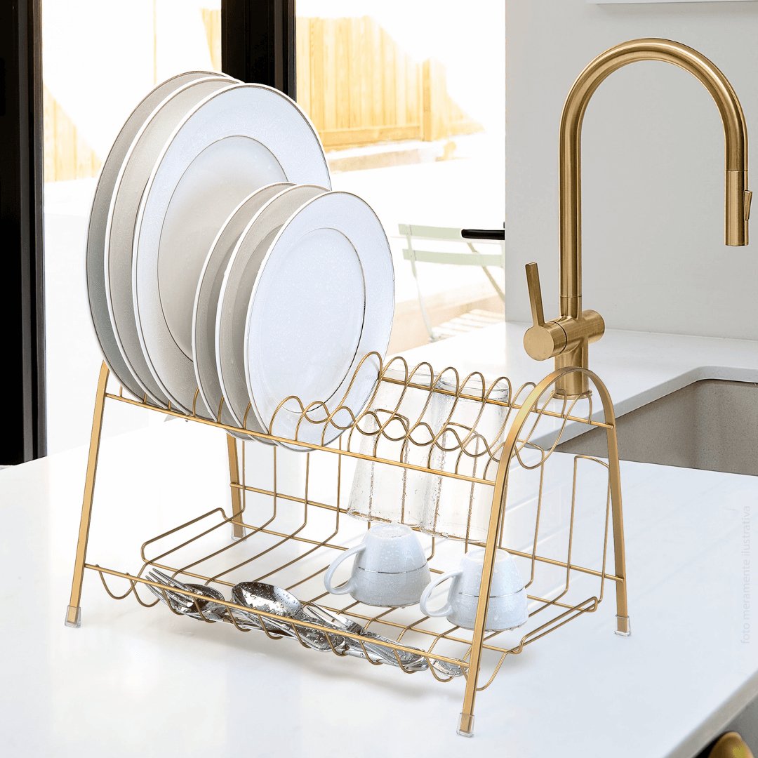 Escorredor Max Duplo Dourado Fosco