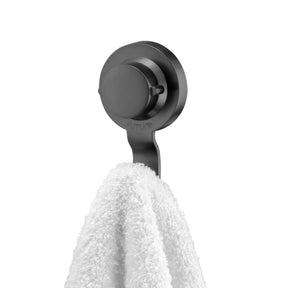 Gancho de Parede Preto Fosco com Ventosa Resistente 10,5cm