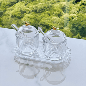 Açucareiro com Colher e Tampa de Cristal Golden Bird 150ml