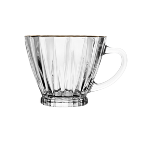 Jogo 2 Xícaras de Café com Pires Radial em Cristal Fio de Ouro 70ml