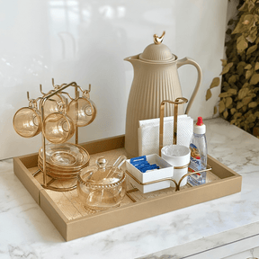 Jogo 4 Xícaras  para Café Menfis Cristal Âmbar com Borda Dourada 85ml