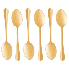 Jogo 6 Colheres Positano Dourada 18cm