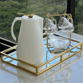 Suporte para Xicaras e Pires de Café Aço Dourado