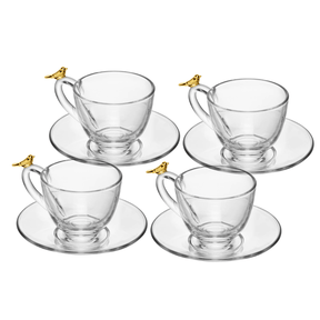 Jogo de 4 Xícaras de Chá com Pires Golden Bird - 180ml