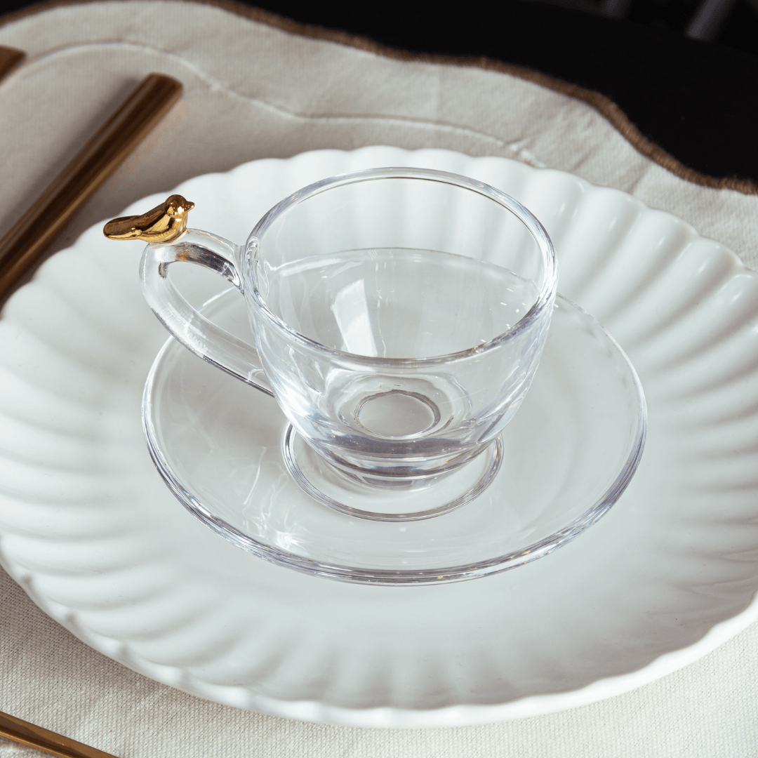 Jogo de 4 Xícaras de Chá com Pires Golden Bird - 180ml