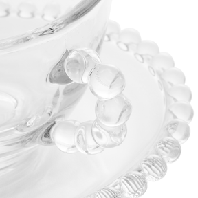 Jogo de 4 Xícaras de Chá Cristal de Chumbo com Pires Pearl Bolinha - 180ml