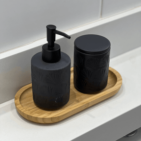 Jogo para Banheiro Leaf em Ceramica Preto 2 Peças