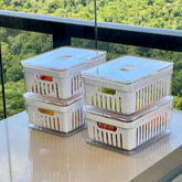 Kit de 4 Organizadores de Geladeira Clear Fresh com Cesto 2,2 Litros