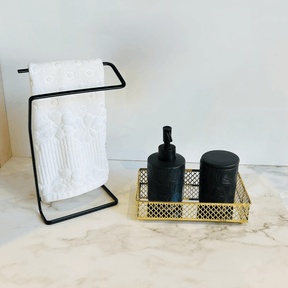 Jogo para Banheiro Leaf em Ceramica Preto 2 Peças