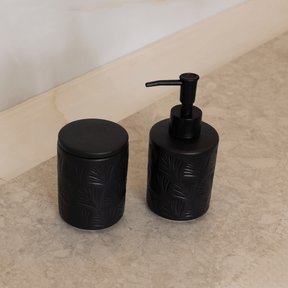 Jogo para Banheiro Leaf em Ceramica Preto 2 Peças